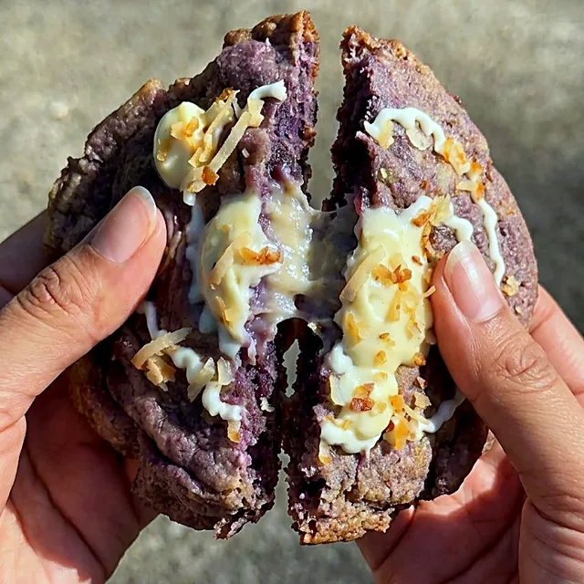 The Ube cookie with coconut cream.